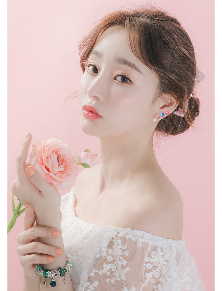 韩国时尚澳宝耳钉欧泊耳骨钉圆球百搭钛钢耳环流行软骨穿刺耳蜗钉详情16