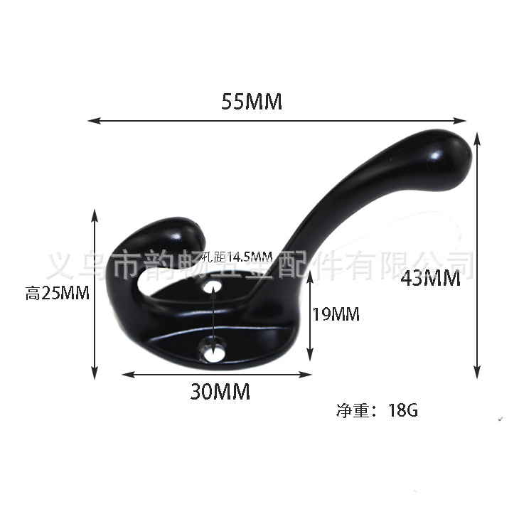 新衣钩合金复古挂钩 橱柜浴室挂衣钩墙壁挂钩老式单钩外贸55*43详情2