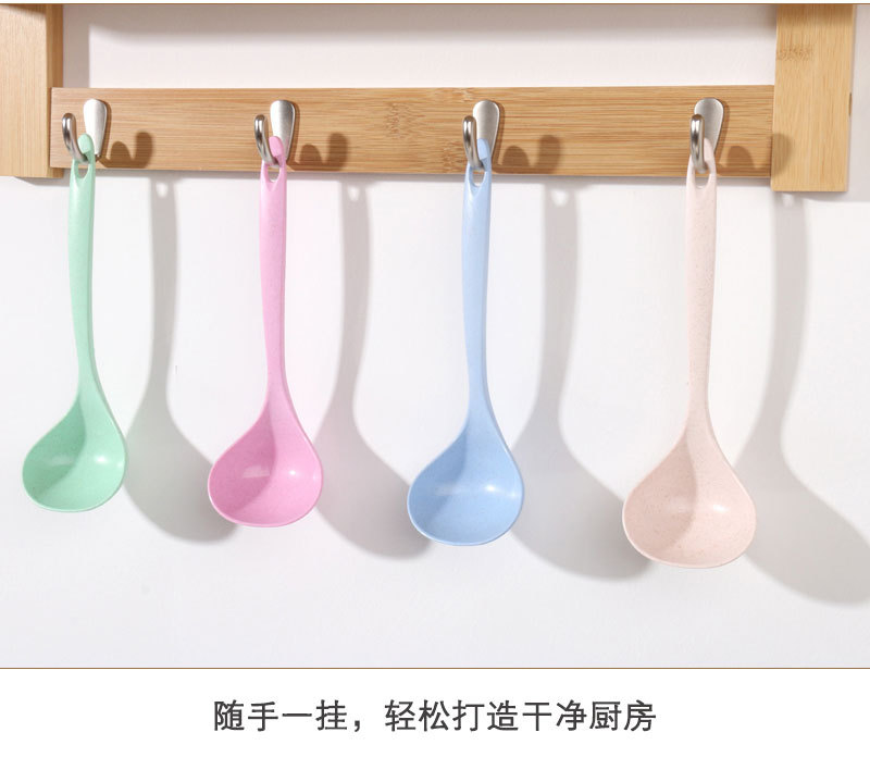 【 Thickened wheat straw soup spoon 】 Household long-handled porridge spoon, kitchen large soup spoon, plastic large porridge spoon pic 18