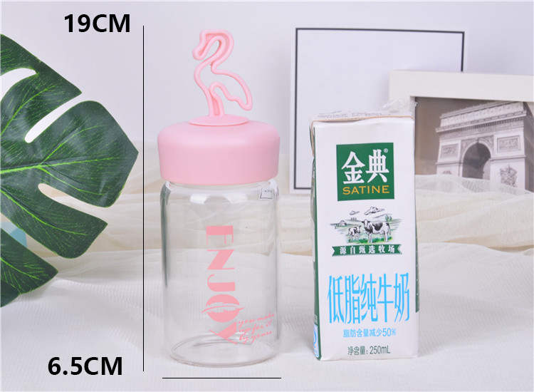 促销礼品印logo慕色小清新手提玻璃杯学生便携随手杯可爱卡通水杯详情12