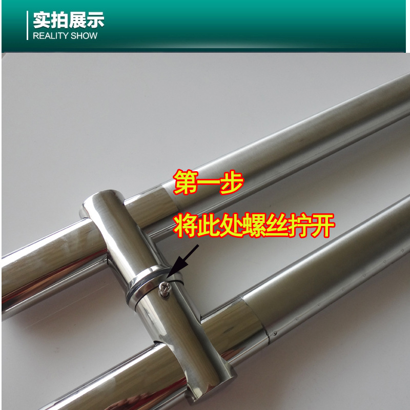 Thickened stainless steel tempered glass door handle, glass door handle handrail, large door handle hole distance adjustable handle pic 16