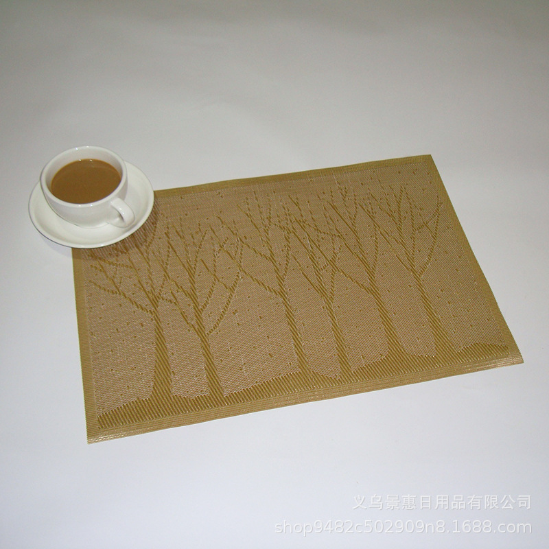 方形特斯林餐垫小树提花PVC餐垫酒店加厚隔热防滑餐垫厂家直销详情5