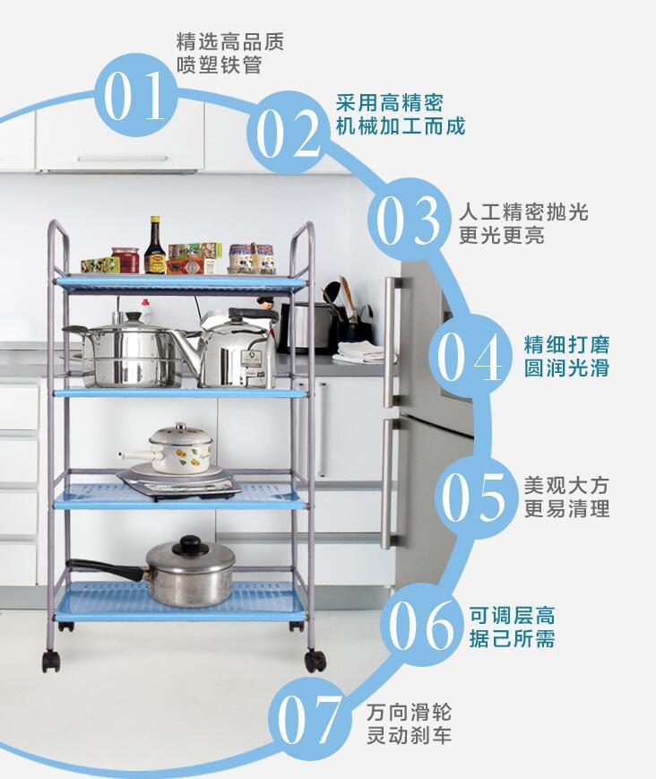 居家多功能置物架 整理带轮小推车多层收纳架 厨房用品厂家批发详情5