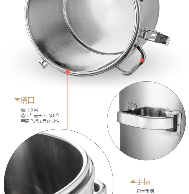 Acero inoxidable tapa plana cubeta aislante cubeta de sopa no magnética extra gruesa binaural cubeta hermética a prueba de humedad cubeta multiuso con grifo cubeta de almacenamiento de agua pic 30