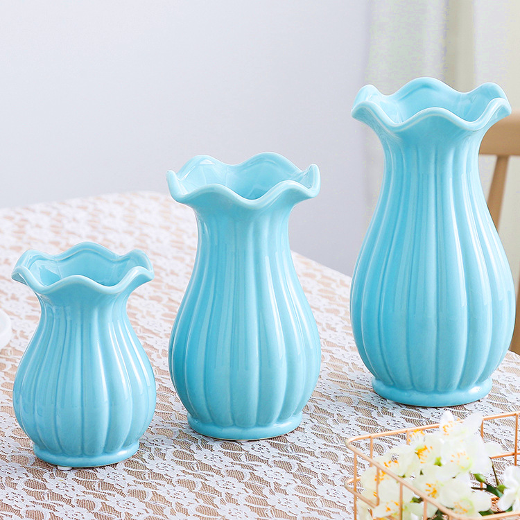 2026 White Ceramic Vase Home Decoration Sample room, Nordic ruffled edge flower vase, Chaozhou Vase manufacturer, small size pic 24