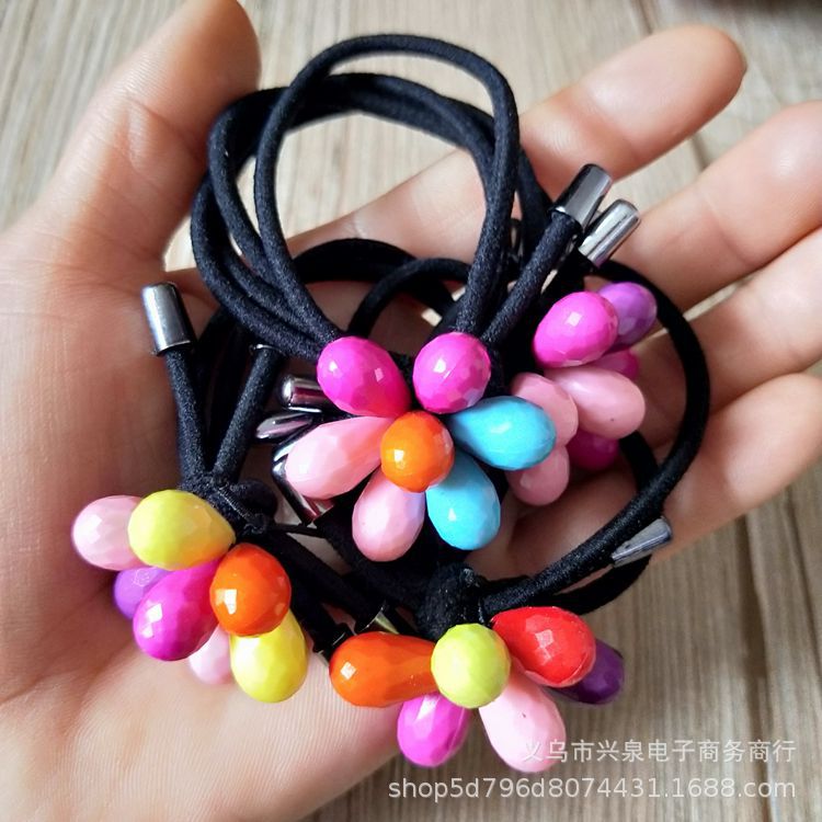 Water Drop Beads 33 and 34 Korean version beads rubber bands, cute hair accessories, headbands, colorful beads hair bands, one and two yuan rubber bands wholesale supply pic 3