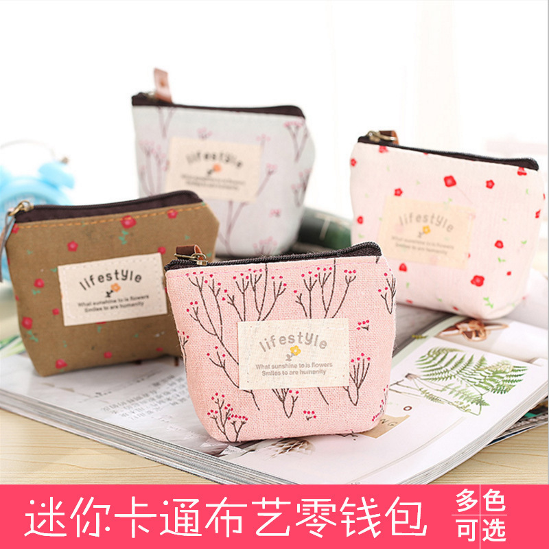 Mini and cute canvas zipper, candy-colored, soft and durable coin case, Korean version with large capacity pic 44