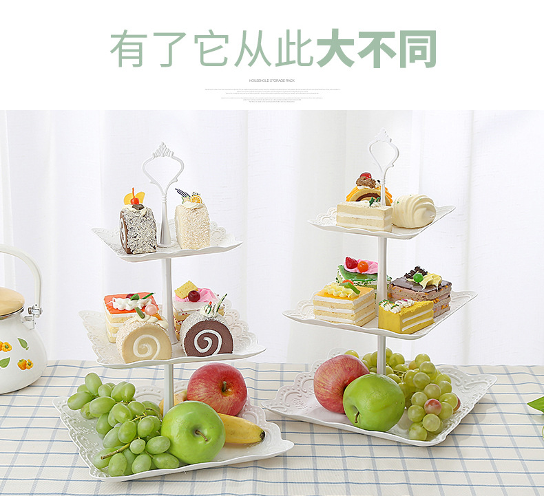 三层生日趴聚会party点心托盘甜品台多层蛋糕架点心盘水果盘果盒详情10