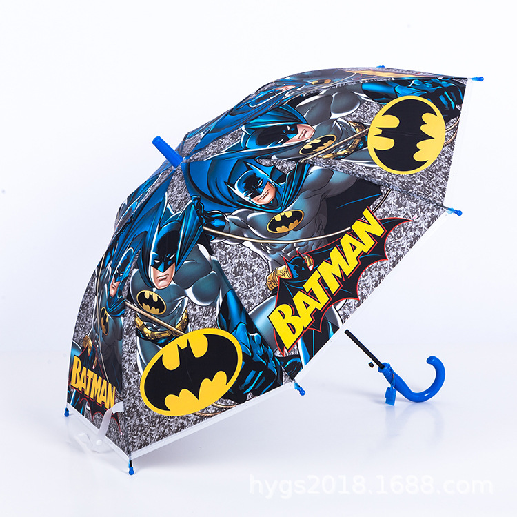 Factory wholesale of fresh and clean black vinyl anti-drip automatic long-handled straight pole cartoon umbrellas to protect against heavy rain pic 12