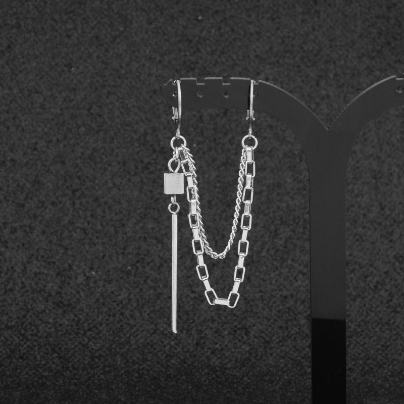 钛钢耳环货源 防弹的少年同款耳链耳环 个性流苏不锈钢饰品批发详情16