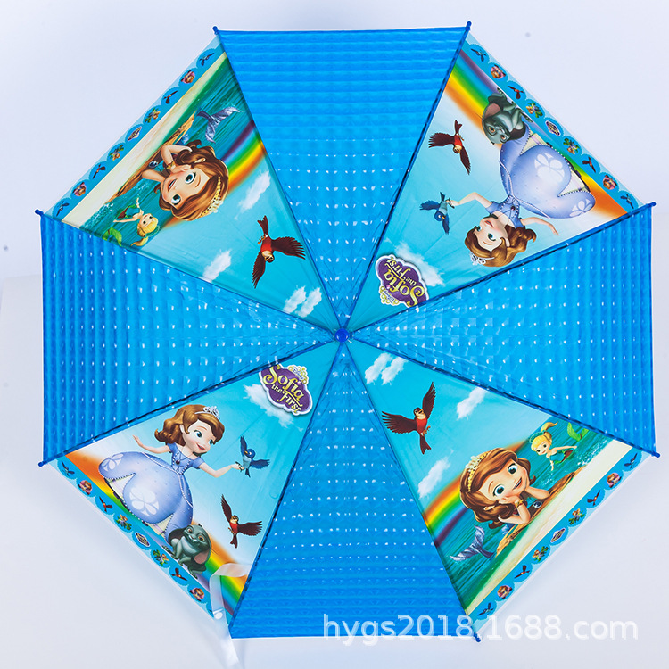 Factory wholesale of fresh and clean black vinyl anti-drip automatic long-handled straight pole cartoon umbrellas to protect against heavy rain pic 21