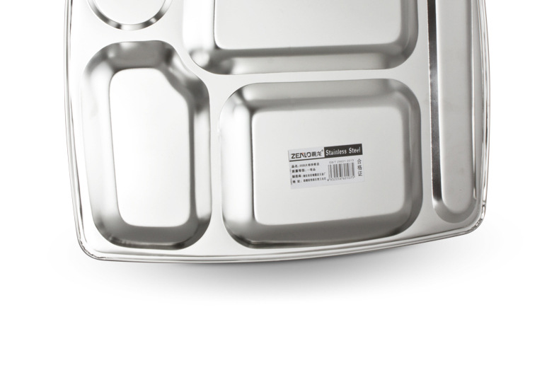 Stainless steel fast food plates with five large compartments, thickened and deepened, are specially designed for student company canteens. Wholesale from the manufacturer pic 10