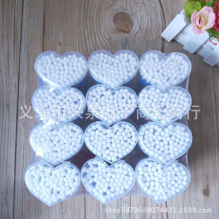 【1-8 Zones 】 Heart-shaped box cotton swabs 12 per set 240 per box 1 yuan 2 yuan box cotton swabs Heart-shaped box cotton swabs for cosmetics and hygiene 1 yuan special batch for general merchandise pic 1