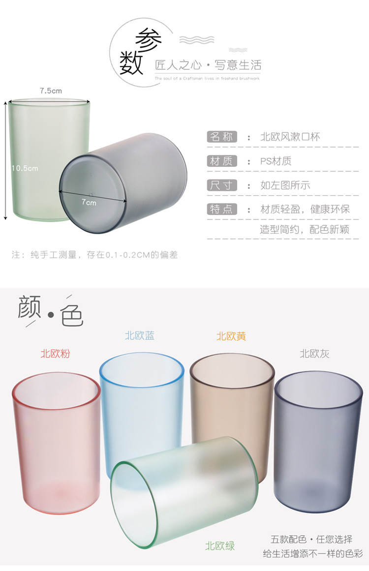 Transparent solid color, printable logo, matte texture, couple brushing cup, washbasin cup, round mouthwash cup, water cup pic 5