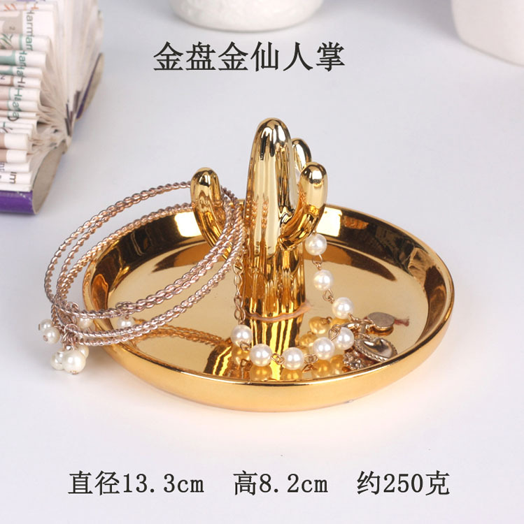 Nordic gold-plated ceramic handicrafts, gift jewelry plates, rings, watches, home storage plates, golden deer animal ornaments pic 11