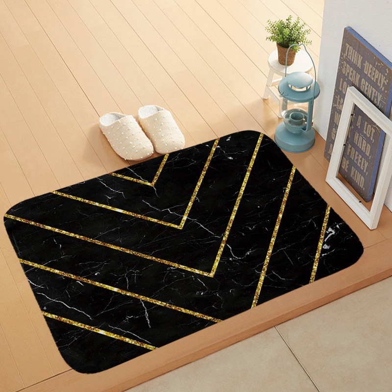 Marble-style printed coral velvet floor mat for entry, coral velvet anti-slip mat carpet for foot soles pic 11