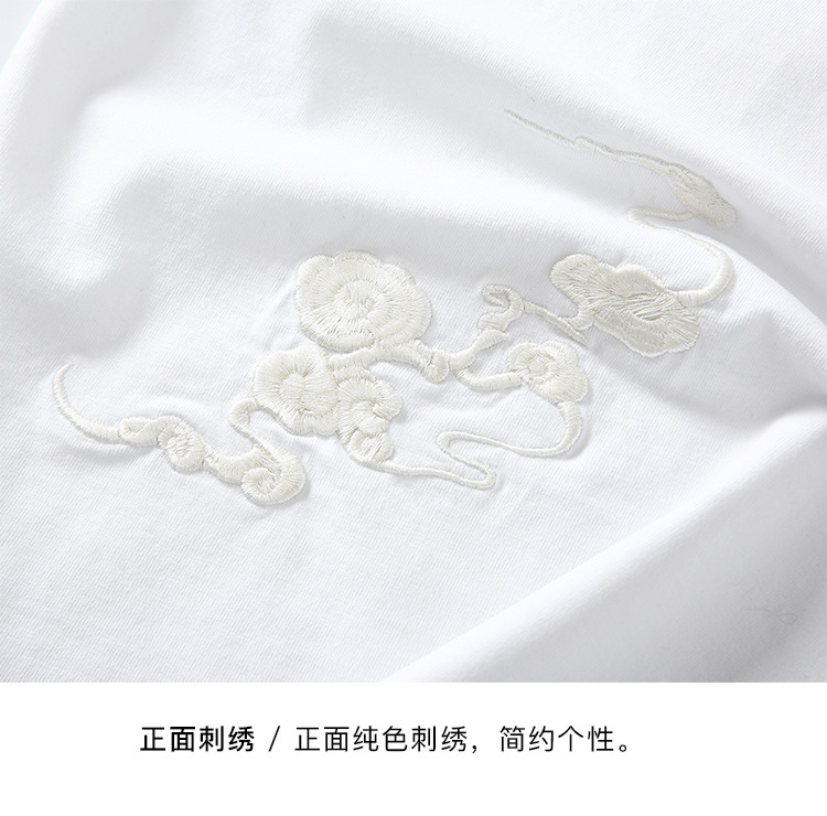 夏季新款国潮中国风麒麟刺绣宽松肥佬纯棉半袖体恤男装短袖t恤男详情18