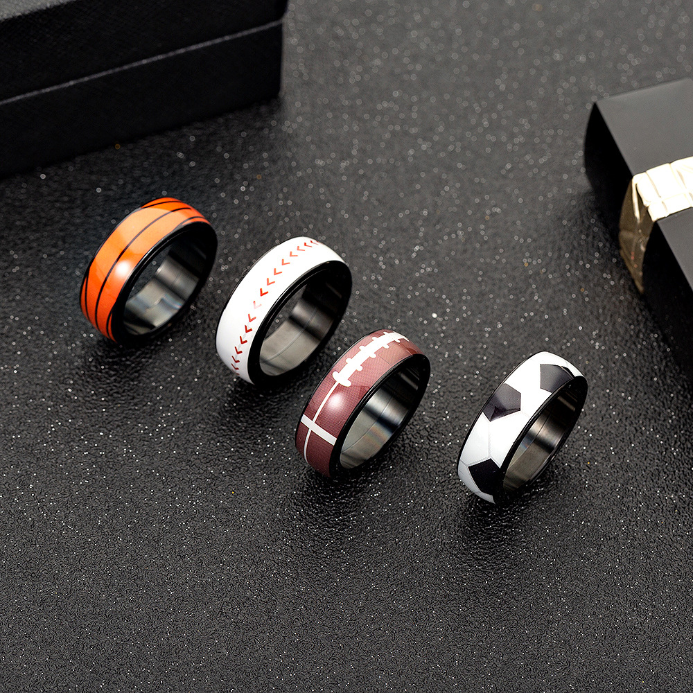 Cross-border supply of football, basketball, baseball, rugby titanium steel rings, sports goods, jewelry, rotating stress-relieving accessories pic 10