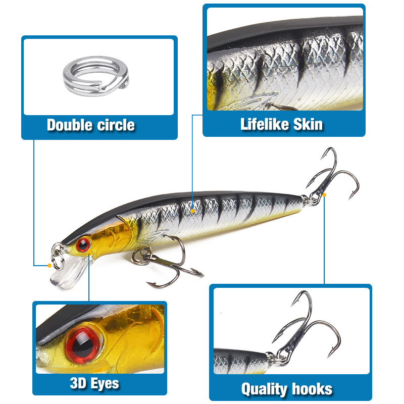 Luya bait Cross border Minnow bait 10cm/9g floating ring bead simulation bait Hard bait Bait bait bait bait bait bait fishing gear products pic 10