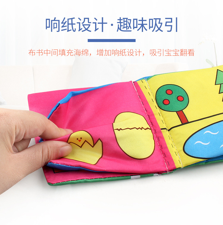 Amazon cross-border 3D baby cloth books, early education toys, English palm books, animal number recognition baby cloth books pic 10