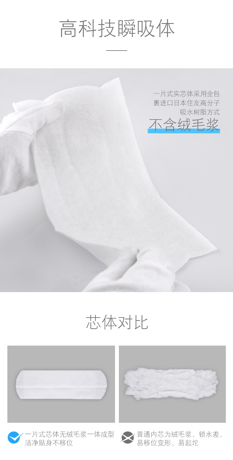 棉享无荧光剂卫生巾负离子护垫棉柔透气日夜用姨妈巾厂家批发详情12