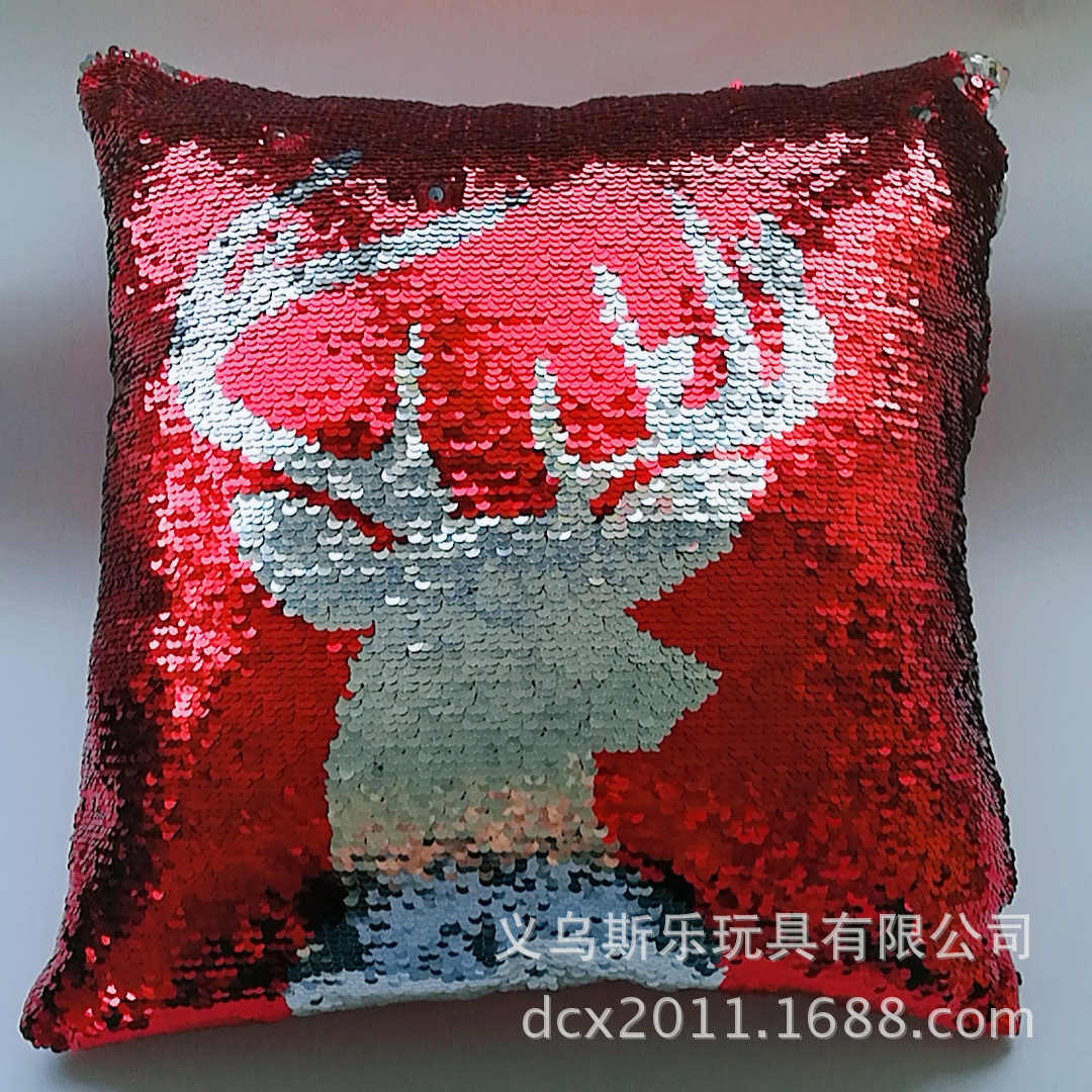 Customized double-sided color positioning embroidered sequin unicorn throw pillows sofa cushions flip print decorative items pic 33