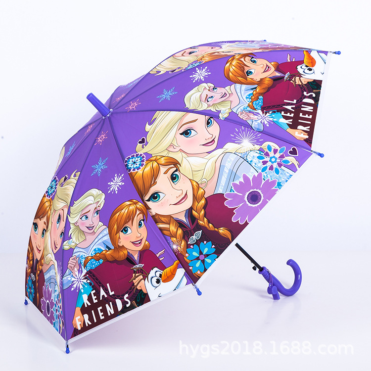 Factory wholesale of fresh and clean black vinyl anti-drip automatic long-handled straight pole cartoon umbrellas to protect against heavy rain pic 9