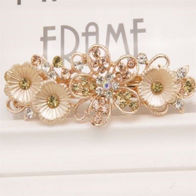 Korean retro crystal hair clip accessories, alloy rhinestone inlaid spring clip, elegant top clip headwear manufacturer wholesale pic 9
