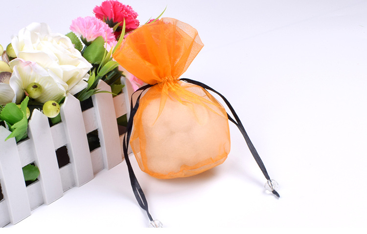 Wholesale of custom creative glass gauze drawstring bags, lavender sachets, jewelry and transparent mesh gauze storage bags pic 12