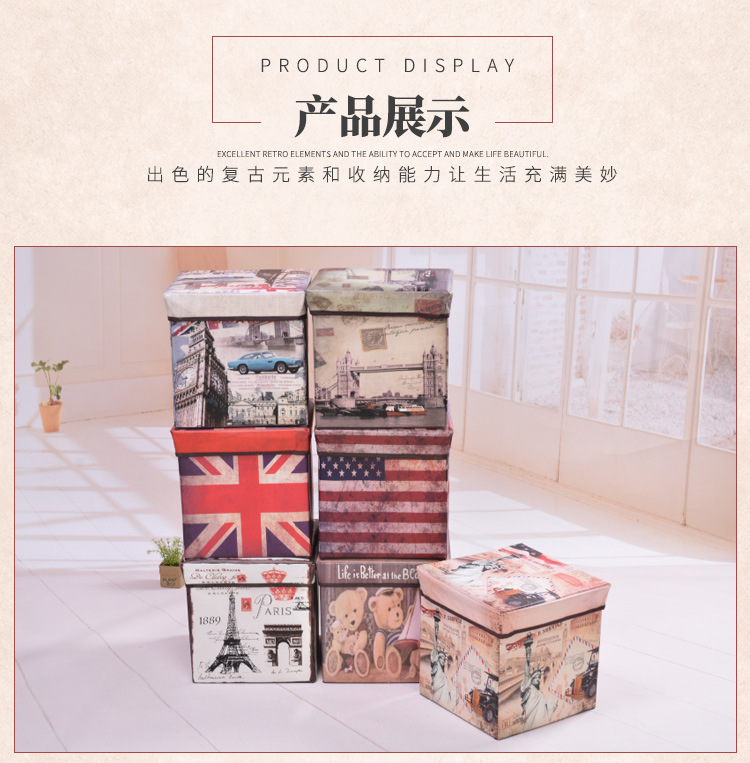 Cross-border best-selling European and American storage stools, folding and organizing storage boxes, sitting storage stools, large-capacity organizing boxes wholesale pic 16