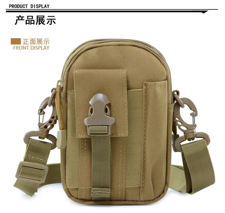 Yitu Army Camouflage Mountaineering Small waist Bag, crossbody crossbody single-shoulder bag, mobile phone waterproof sports outdoor waist bag Tactical bag pic 13