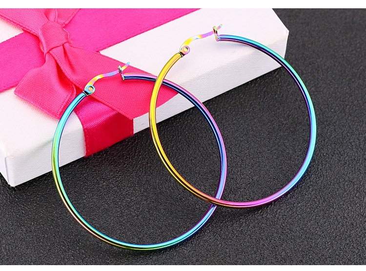 欧美简约不锈钢素圈耳环男女夸张大耳环高级感钛钢时尚耳扣耳环详情33