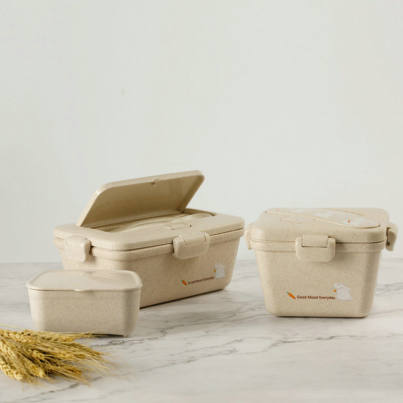 B-527 Creative Plastic Bento Box, Blue Wheat Fragrance Rectangular Bento Box, Instant Noodle box pic 8