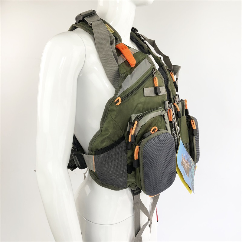 Fishing vest + life jacket + backpack, multi-functional life jacket, fly fishing backpack with multiple pockets pic 35