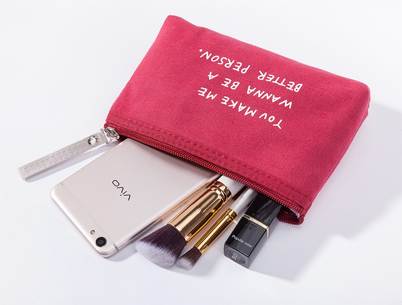 多功能帆布卡包钥匙包手机包洗漱包化妆收纳包字母布艺拉链零钱包详情5