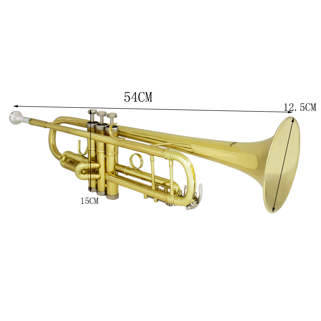 Wholesale of large-bore wind instruments in the B-flat major with brass brass bodies for Aston Villa golden trumpet pic 3