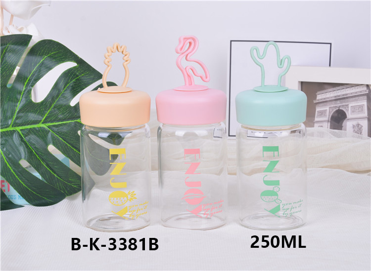 促销礼品印logo慕色小清新手提玻璃杯学生便携随手杯可爱卡通水杯详情1