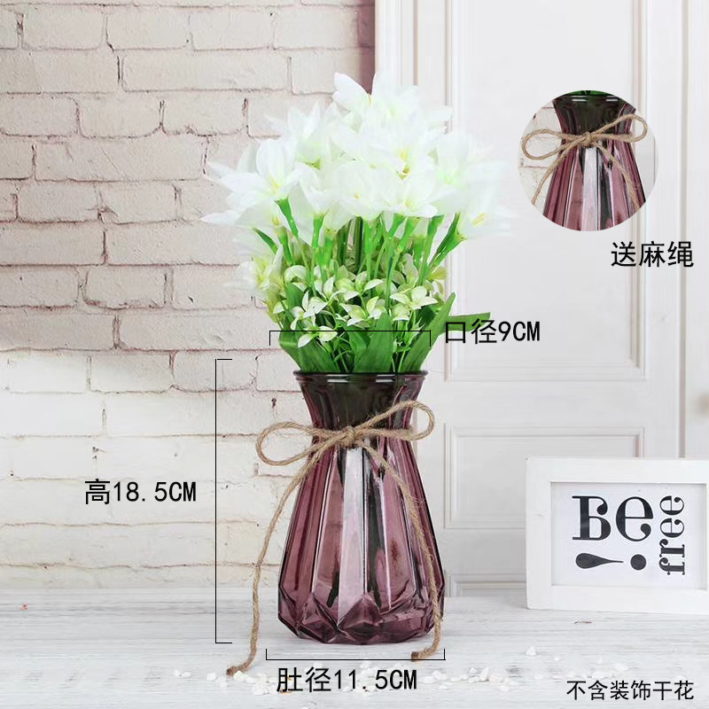 Creative European-style glass vases, transparent hydroponic bottles, flower arrangement vases, living room ornaments, fresh and colorful origami vases pic 35