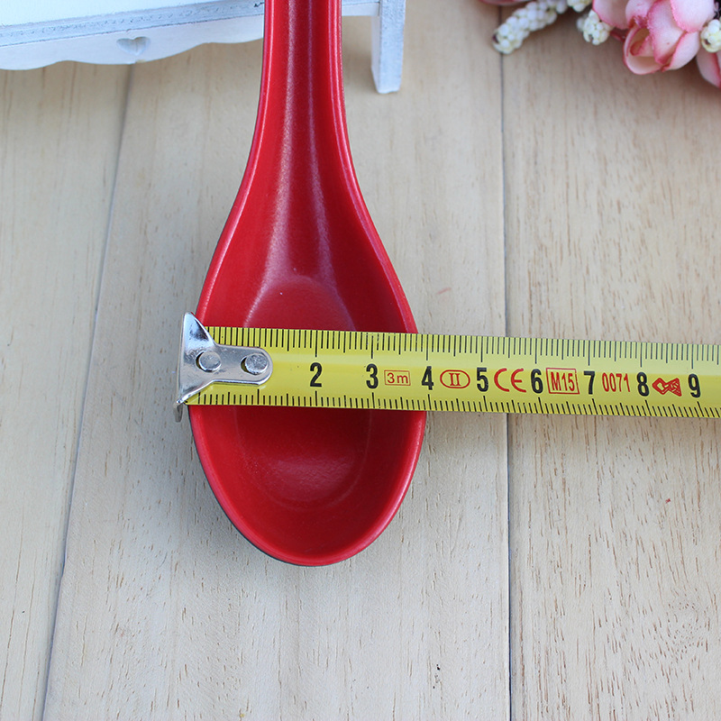 Wholesale plastic spoons, two-color spoons, imitation porcelain tableware, black and red soup spoons, upturned tail hook spoons/spoons, one yuan wholesale pic 8