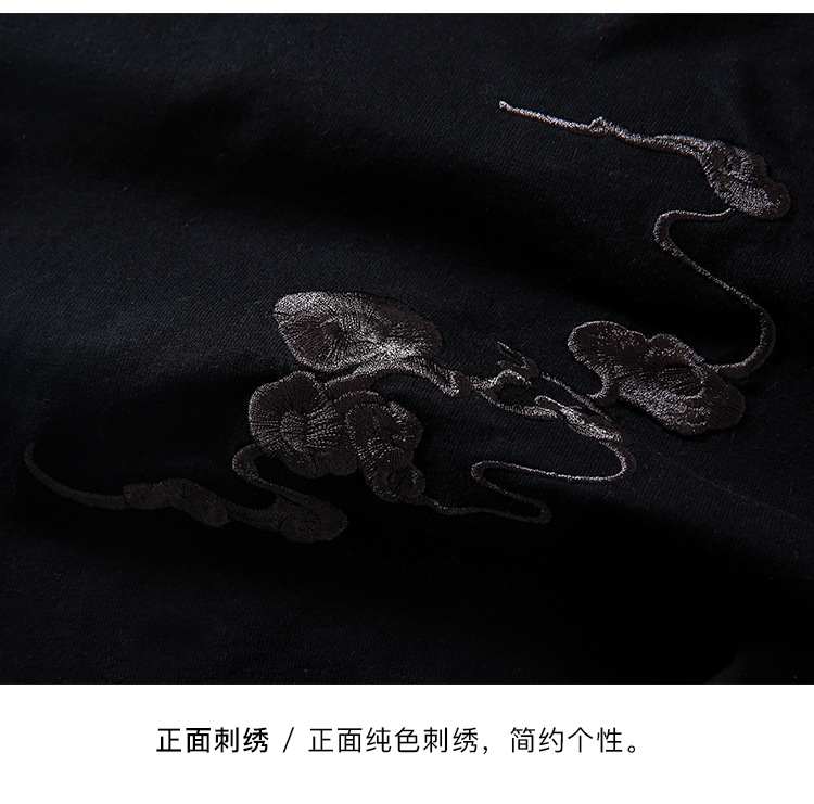 夏季新款国潮中国风麒麟刺绣宽松肥佬纯棉半袖体恤男装短袖t恤男详情20