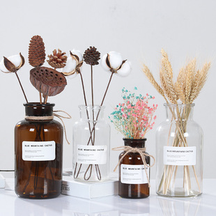 Creative European-style glass vases, transparent hydroponic bottles, flower arrangement vases, living room ornaments, fresh and colorful origami vases pic 19