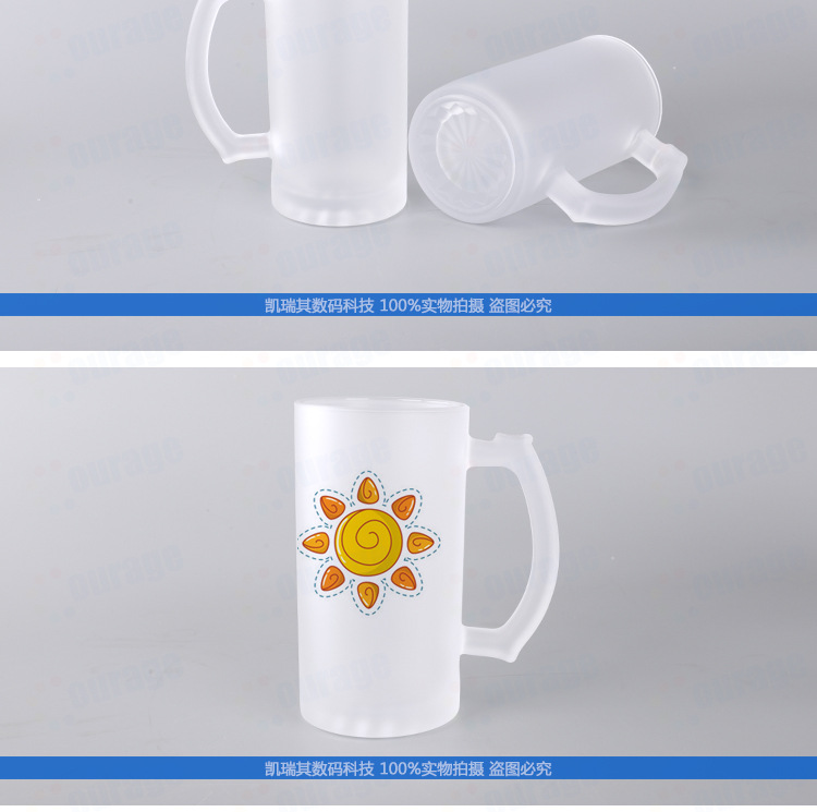 Wholesale of heat transfer printed glass cups 160Z frosted beer mugs, large-coated cups, large-capacity blank water cups and consumables pic 7