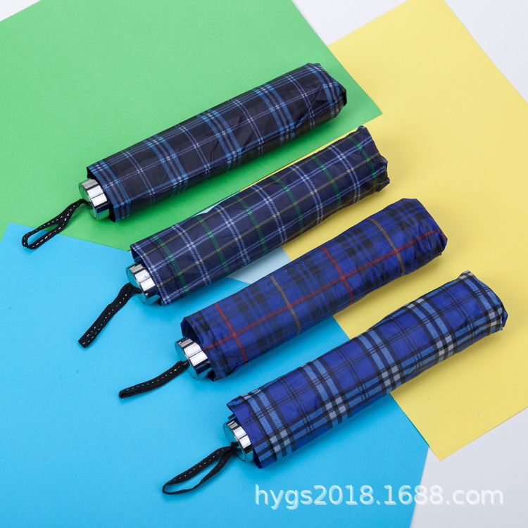 厂家批发三折倒杆10骨商务格子雨伞男士创意格子雨伞详情1