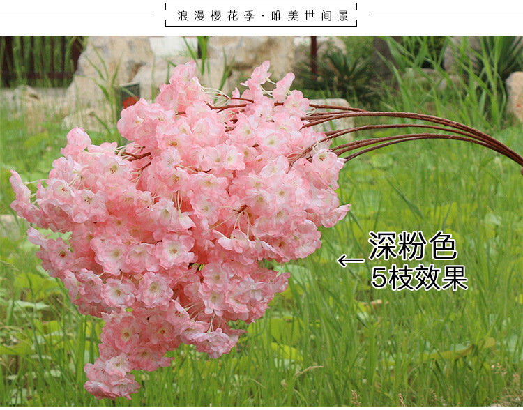 Artificial flowers, artificial cherry blossom branches with 4 branches and 3 forks, pear blossoms, peach blossoms, cherry blossom branches, wedding decoration artificial flowers, plastic flowers pic 18