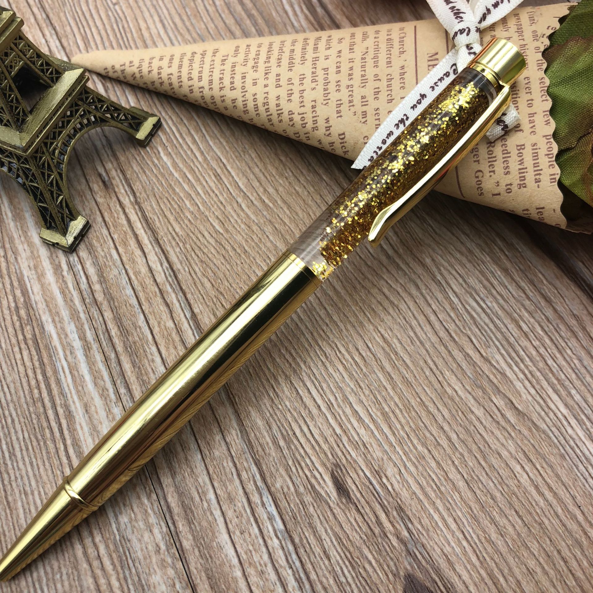 Sand gold powder in oil pens, crystal pens, metal pens, empty tube pens, in-stock gifts, advertising pens, ballpoint pens pic 7