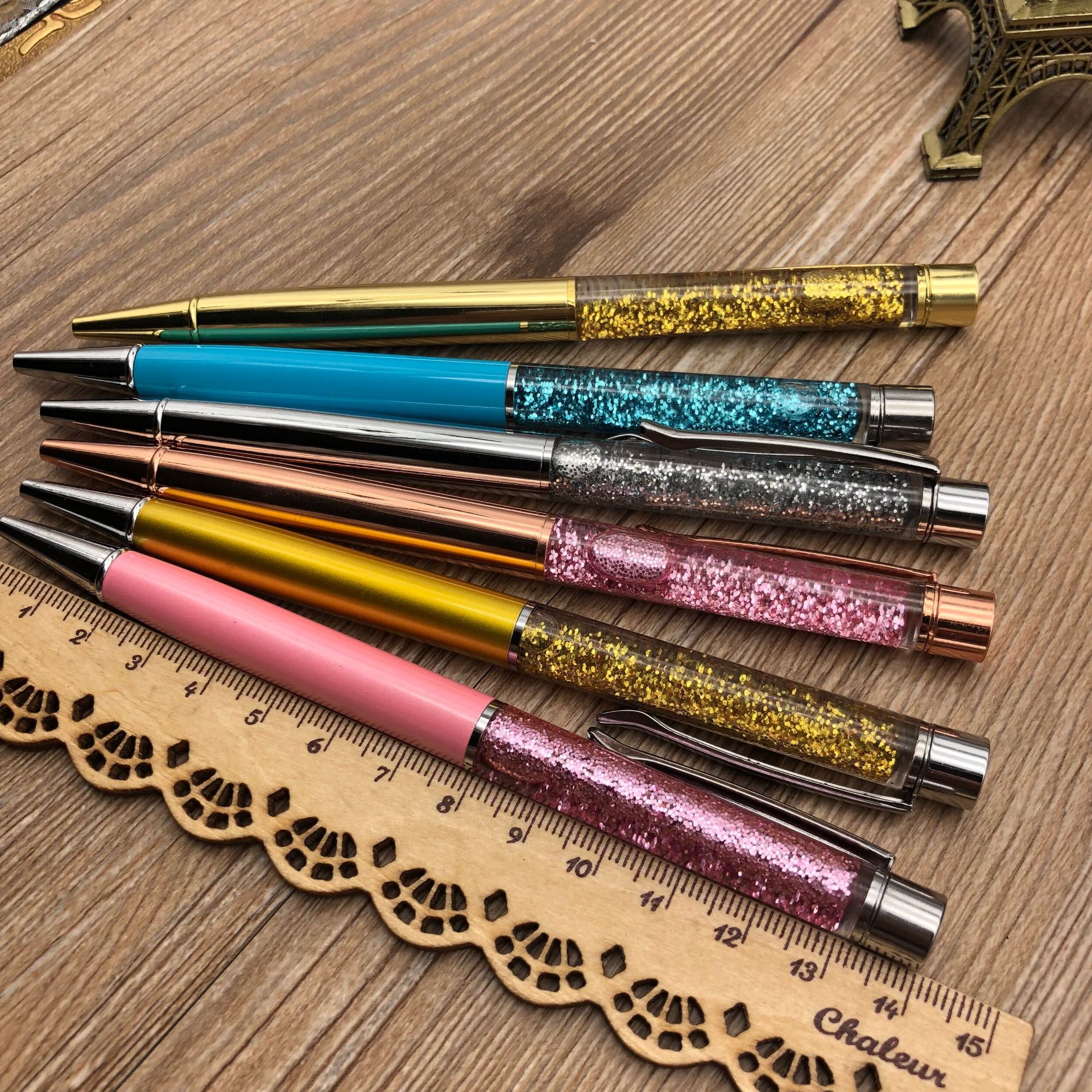 Sand gold powder in oil pens, crystal pens, metal pens, empty tube pens, in-stock gifts, advertising pens, ballpoint pens pic 1