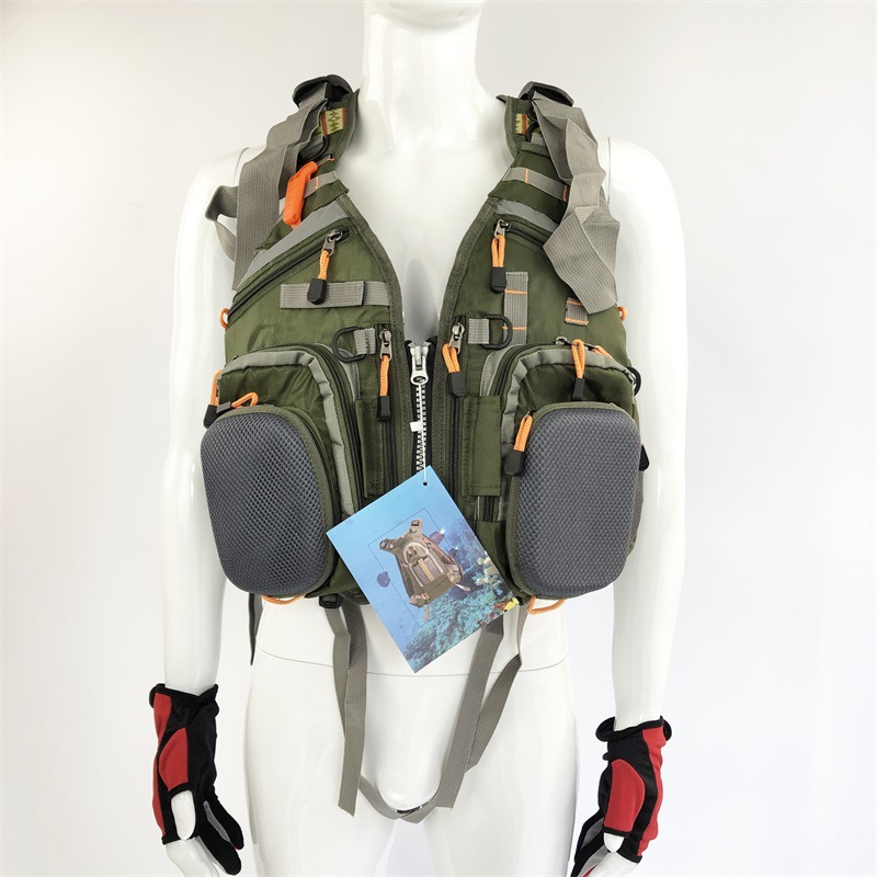 Fishing vest + life jacket + backpack, multi-functional life jacket, fly fishing backpack with multiple pockets pic 34
