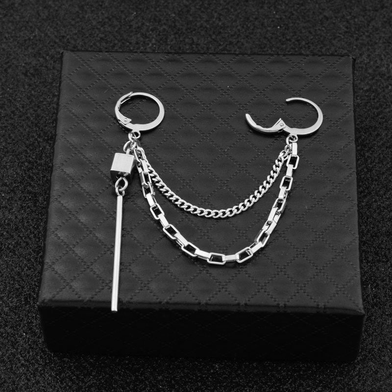 钛钢耳环货源 防弹的少年同款耳链耳环 个性流苏不锈钢饰品批发详情8