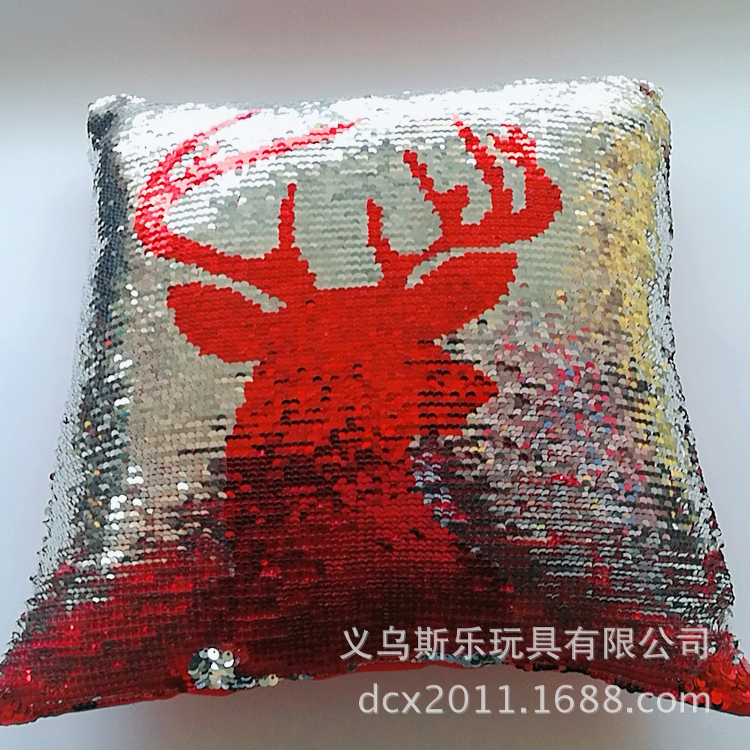 Customized double-sided color positioning embroidered sequin unicorn throw pillows sofa cushions flip print decorative items pic 34