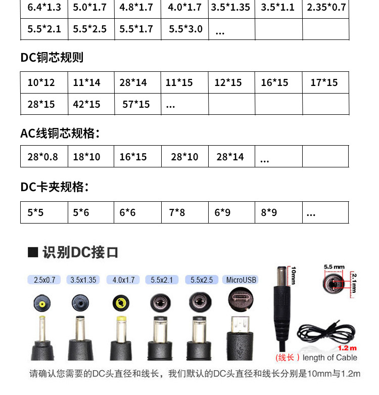 The manufacturer wholesals DC power connection cables 5521 and 5525, charging cables, ac connection cables, power cords, wires and cables pic 4